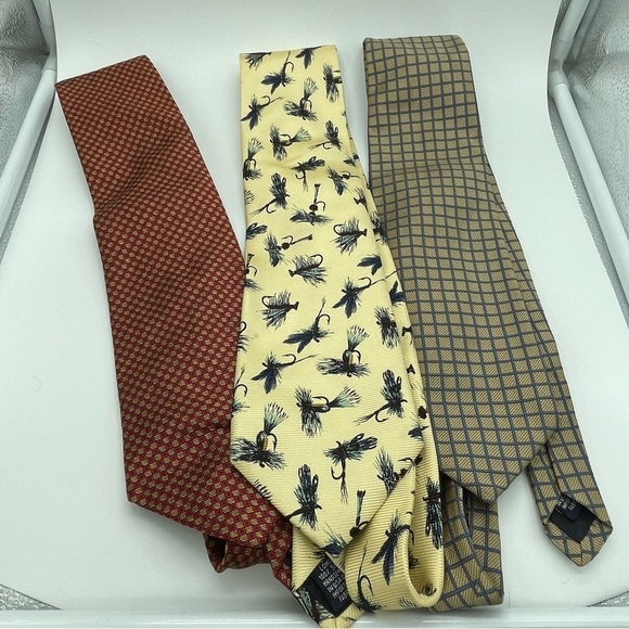 Lands’ End Set of 3 100% Silk Men’s Long Ties - Picture 9 of 9